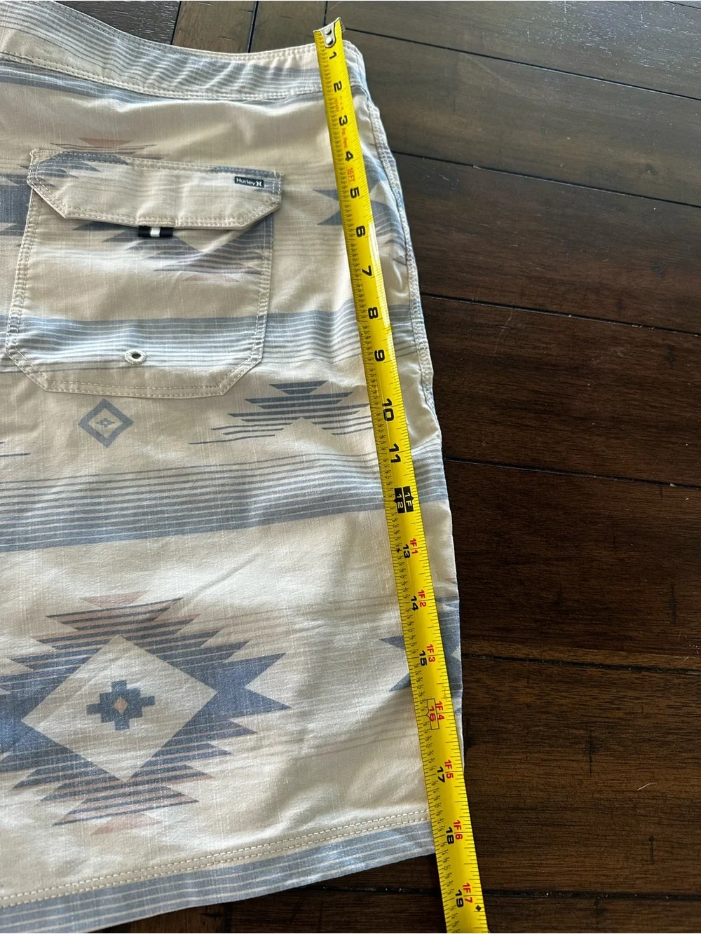 Hurley Men's Light Blue Aztec Swim Trunks - Size 36
